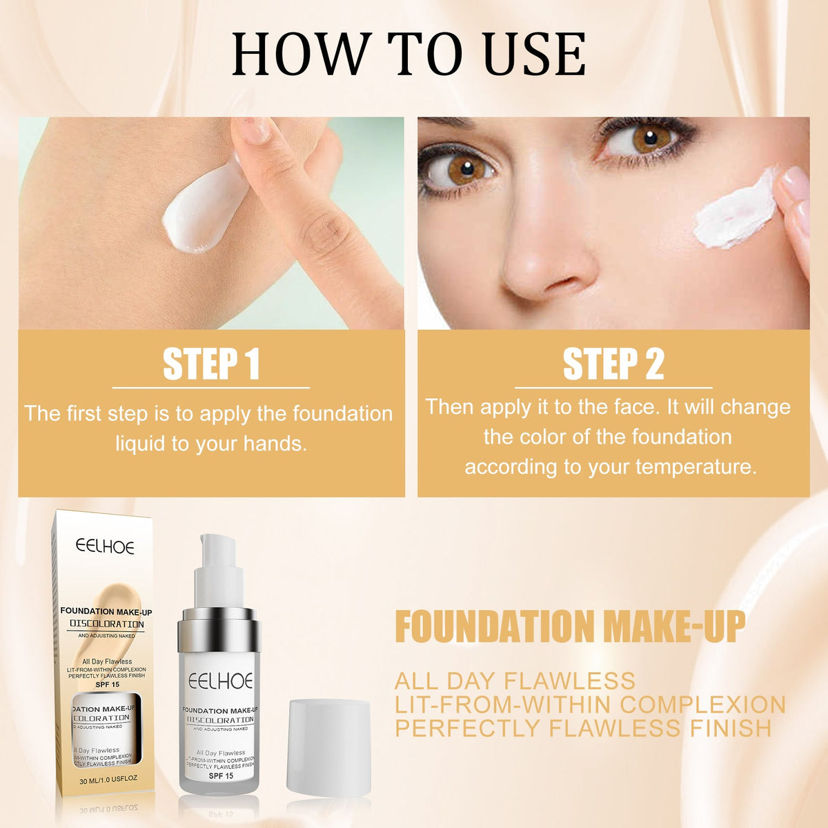 Concealer Color Change Liquid Foundation Concealer Long-Lasting Moisture Moisturizing, Moisturizing, Moisturizing, Warming, Brightening And Clear Complexion