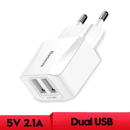 Baseus 5V 2.1A Dual USB Charger For Phone Fast Charging Charger Portable EU Plug Travel Adapter Wall charger