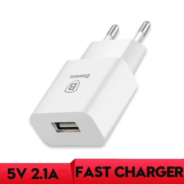 Baseus 5V 2.1A Dual USB Charger For Phone Fast Charging Charger Portable EU Plug Travel Adapter Wall charger