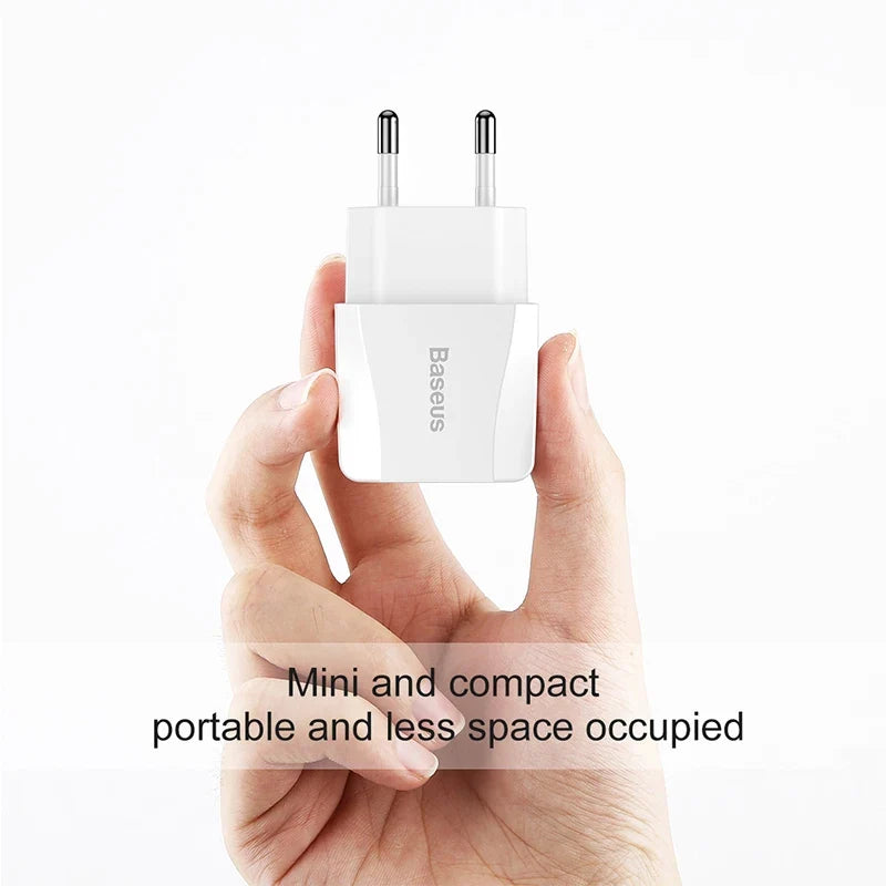 Baseus 5V 2.1A Dual USB Charger For Phone Fast Charging Charger Portable EU Plug Travel Adapter Wall charger