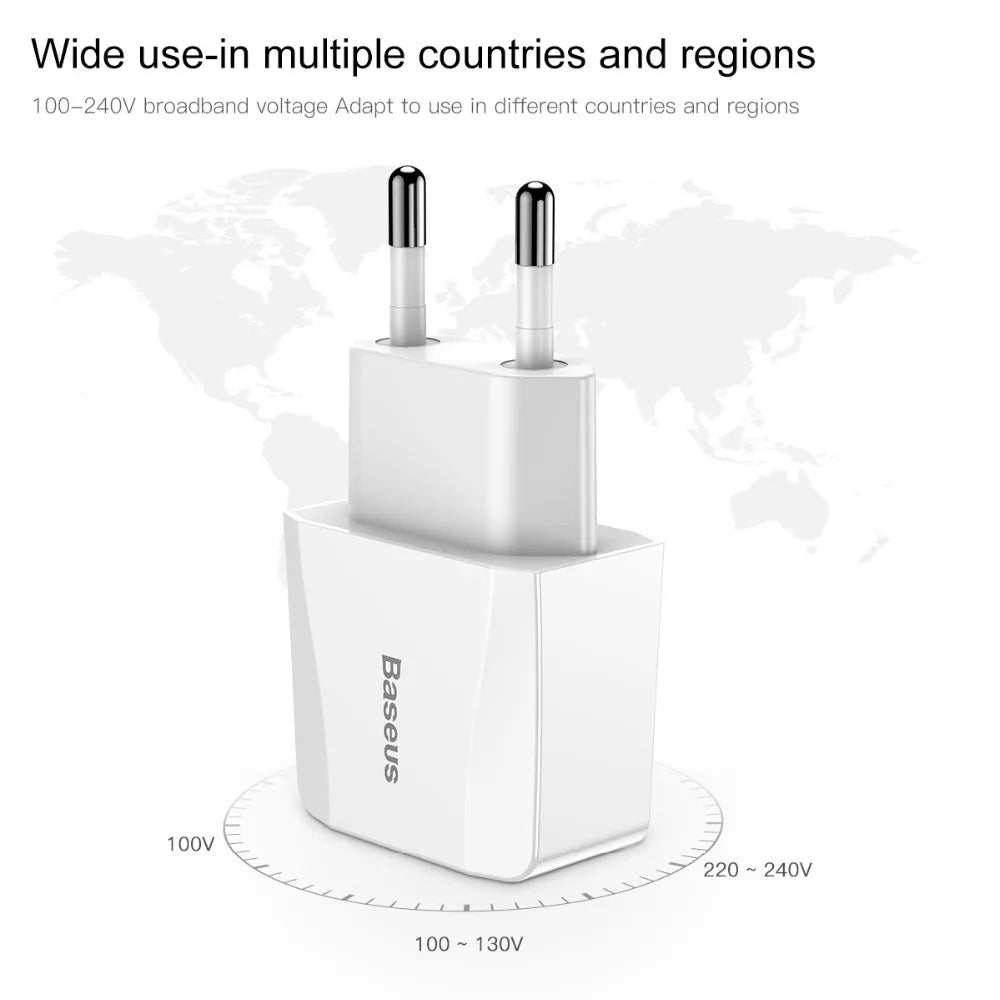 Baseus 5V 2.1A Dual USB Charger For Phone Fast Charging Charger Portable EU Plug Travel Adapter Wall charger