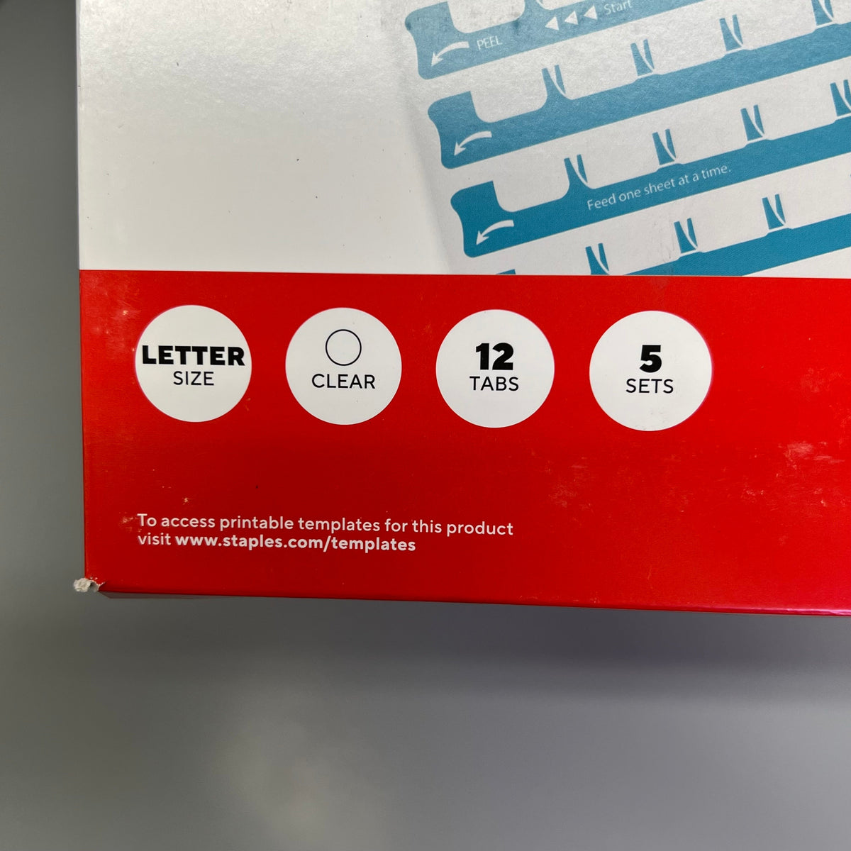 STAPLES (5 SETS, 12 TABS EACH) Print & Apply Adhesive Label Dividers ST63055