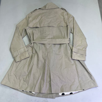 CAROLINA HERRERA Trench Coat Dot 55% Silk Lined Women's Sz S Khaki (Pre-Owned)