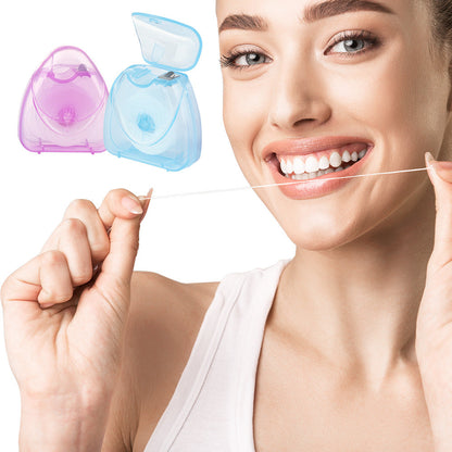 50m Mint-Flavored Dental Floss Blue Triangle Boxed Disposable Dental Floss Stick Tooth Cleaning Portable Floss Roll