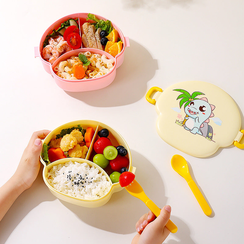 Cartoon cute microwaveable portable lunch box with buckle compartments