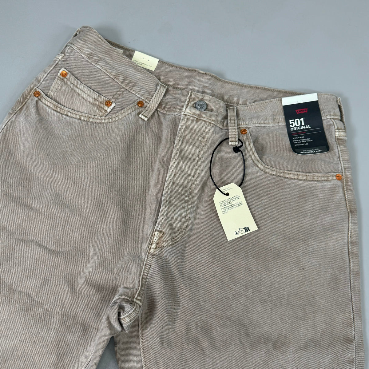 LEVIS 501 Original High Rise Straight Leg Jeans Women's Sz 32x30 Tan 125010525