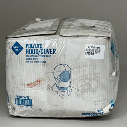 SAFETY ZONE Polylite Hood Face Beard Cover White (1,000/Case) Regular Size