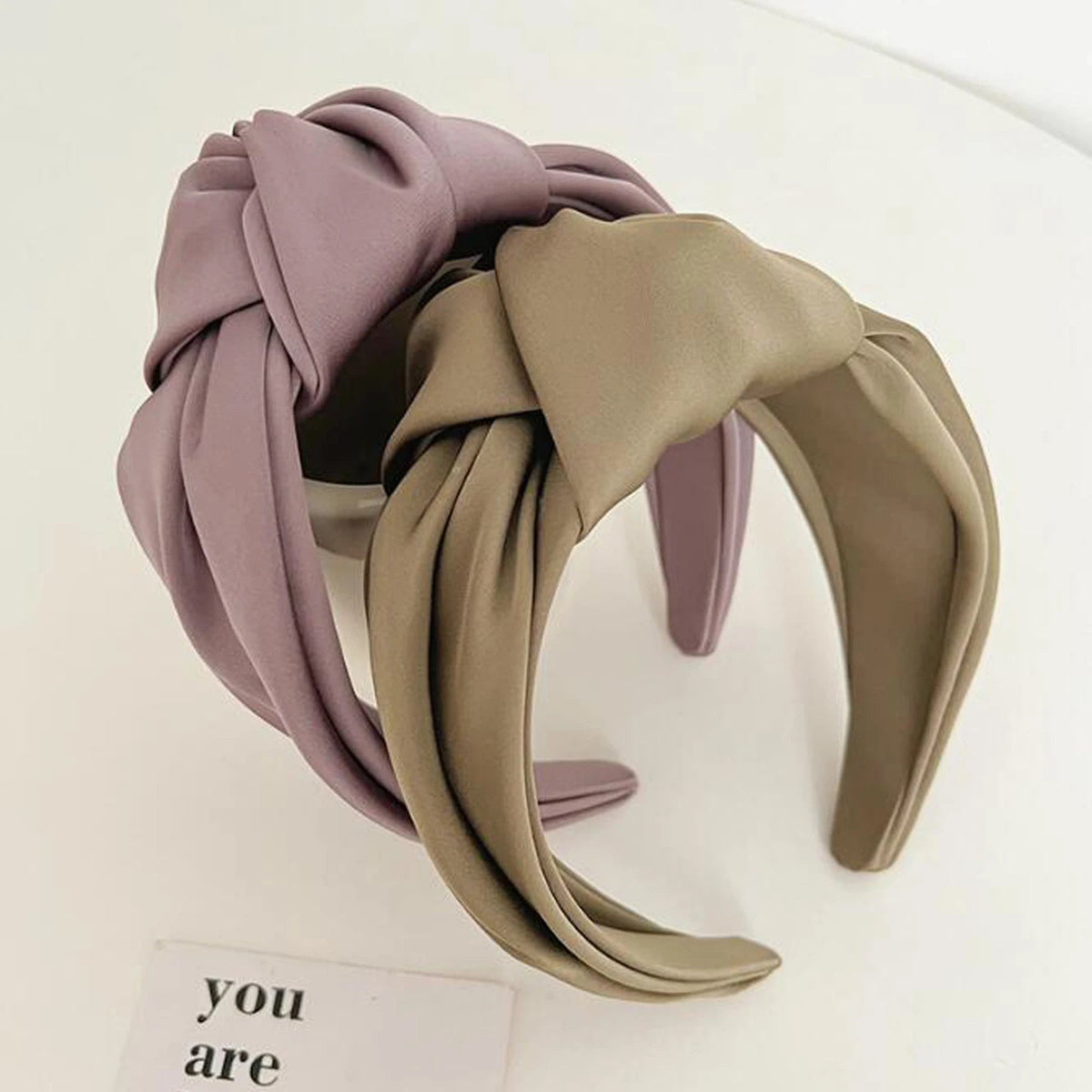 Fashionable knot wide edge satin fabric headband
