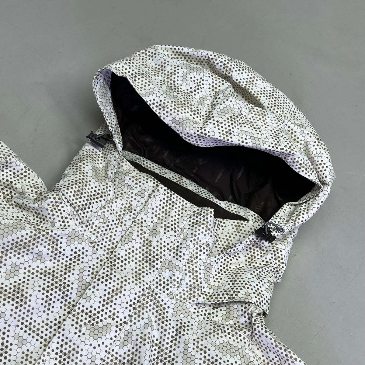 NORTH FACE Full Zip Elastic Waist Winter Coat Men's Sz L Honey Comb Pattern
