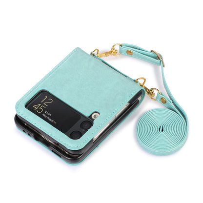 New Samsung Z Flip5 Folding Screen Phone Case with Diagonal Span Galaxy Z Flip4 Card Insertion Protective Cover