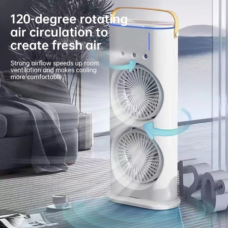 Rechargeable Portable Mini Fan with Spray Cooling – Desktop/ Room Use, Ventilation & LED Light