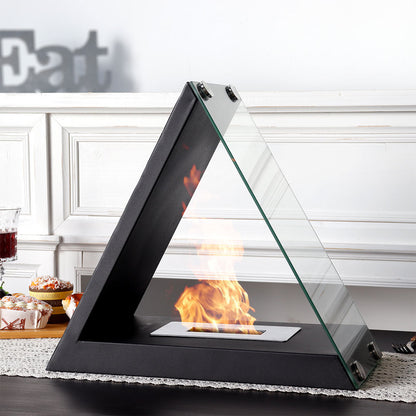Desktop Triangle Alcohol Burning True Fire Fireplace Portable Viewing Heating Pit Outdoor Portable