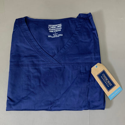 CHEROKEE Modern Classic Scrubs Top Core Stretch Women's SZ M Navy 4727