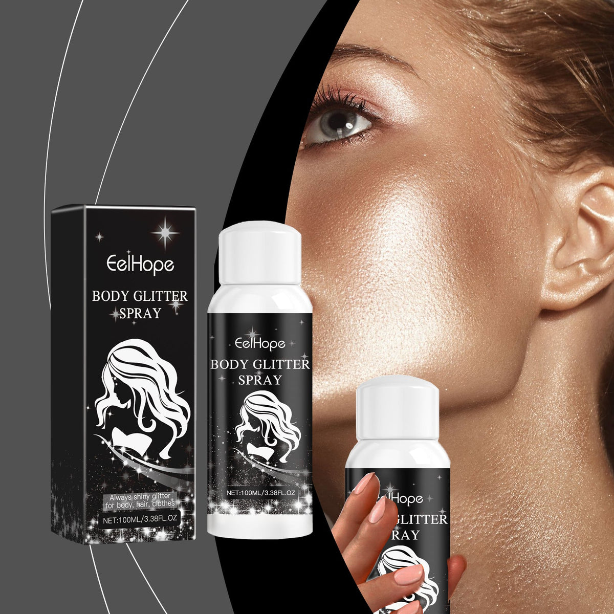 Body Flash Spray, Face Body Star Flash Party Highlight Focus Flash Spray