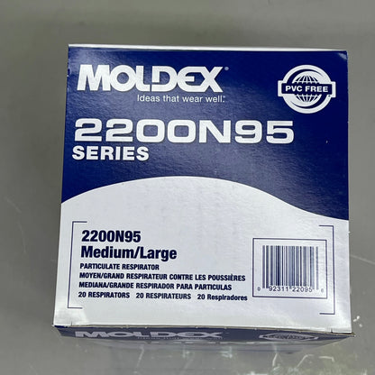 MOLDEX (20 PACK) Dura-Mesh Shell Face Respirators BB 05/30 White 2200N95