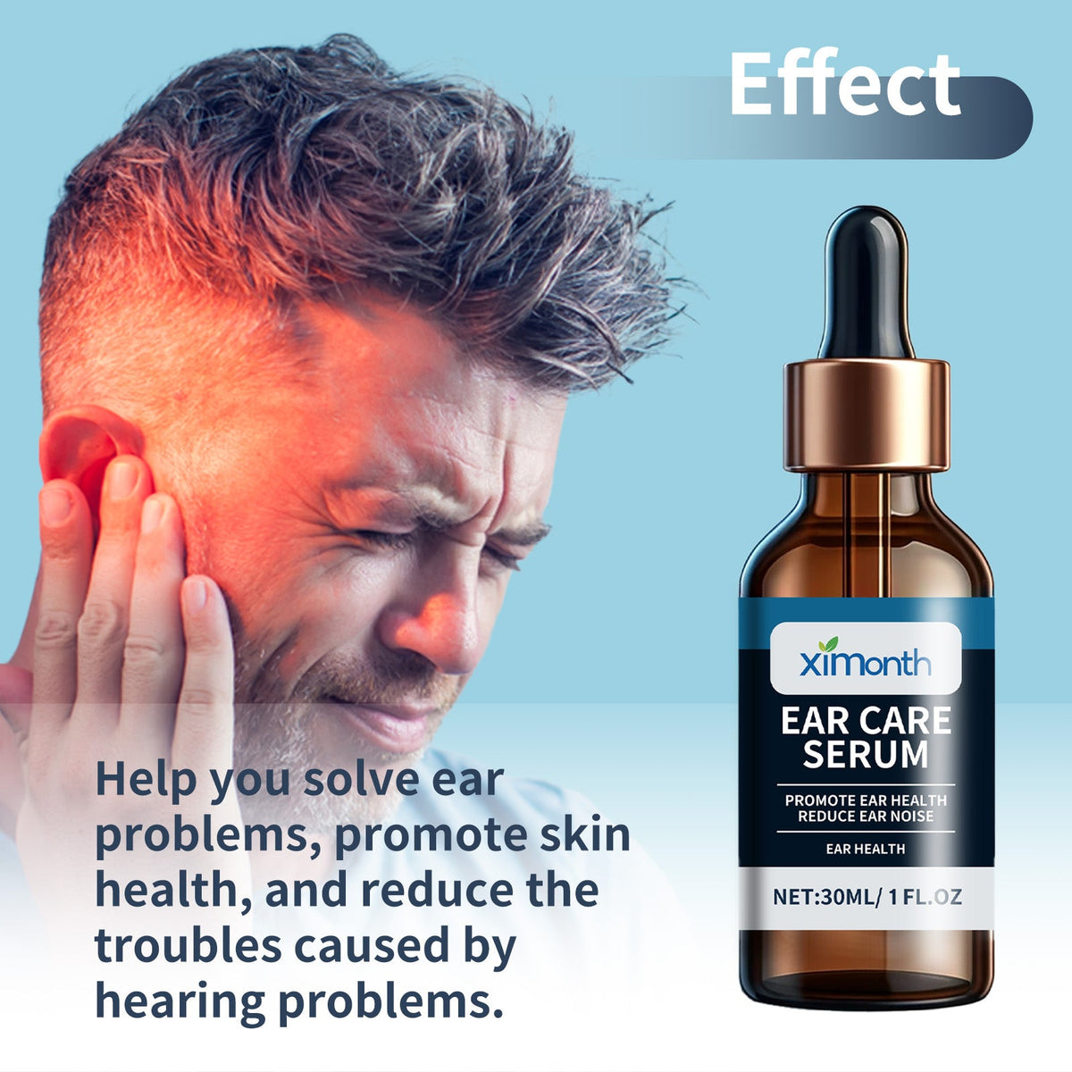 Ear Care Serum, Relieve Dizziness Tinnitus Back Ear Pain Ear Hearing Discomfort Clean Earwax Ear Drops
