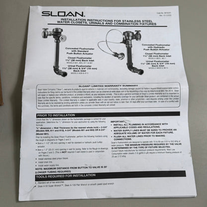 SLOAN Single-Flush Manual Concealed Flushometer Gold 9603-1.28 (New Other- (Distressed Packaging))