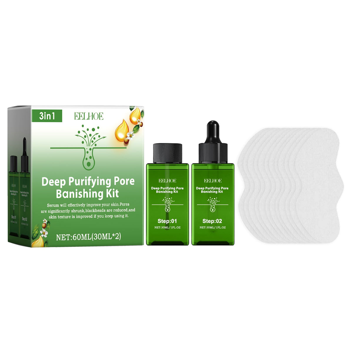 Deep Purifying Pore Banishing Kit, Pore Thinning And Blackhead Remover Moisturizing Essence