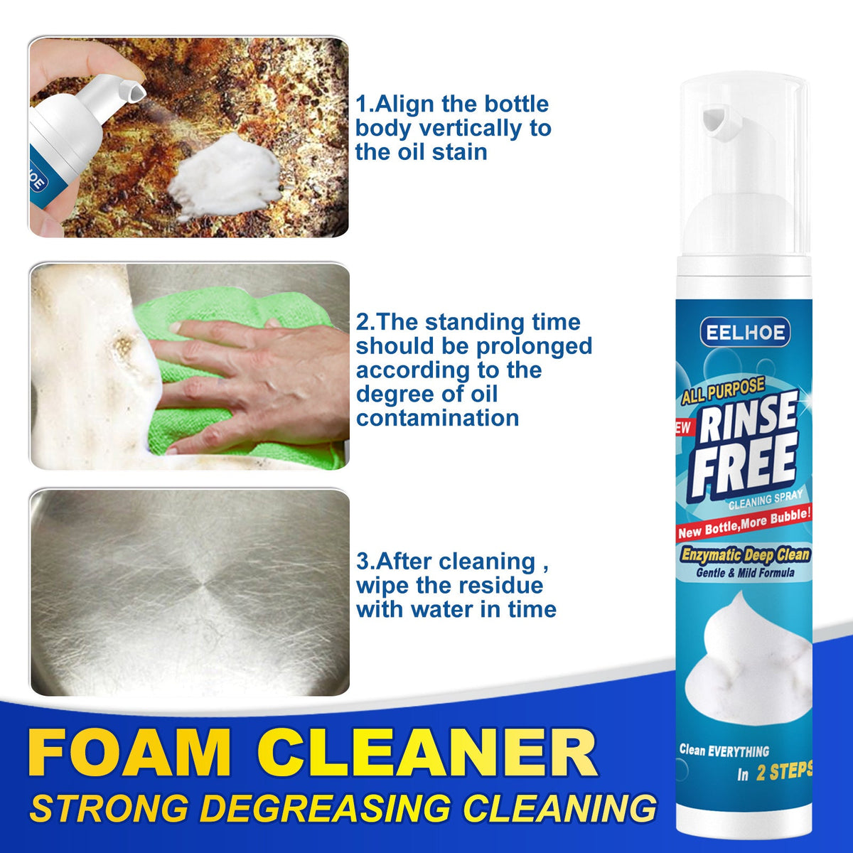 Heavy Grease Kitchen Foam Cleaner, Multi-Purpose Stove Hood To Remove Rust Stains Kitchen Utensils Oil Stains