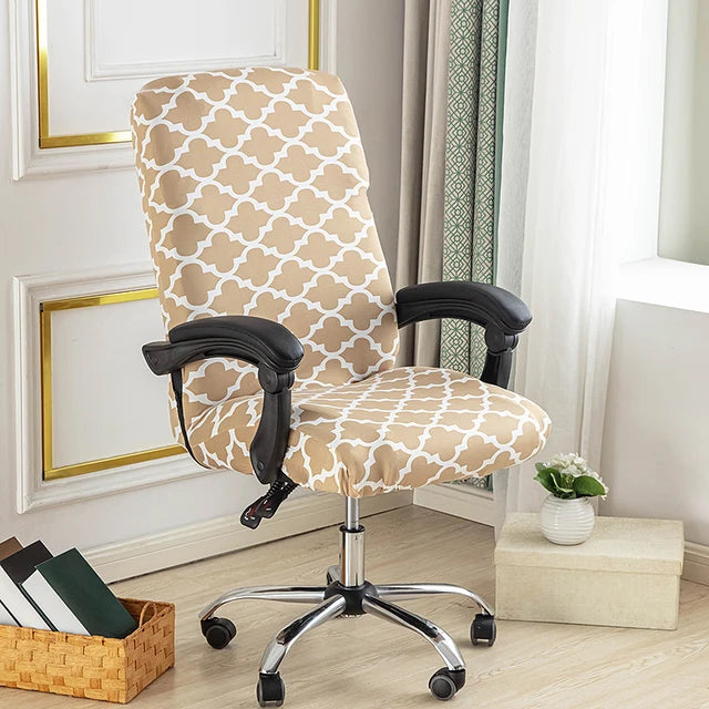 Stretch Printed Computer Office Chair Covers Soft Fit Universal Desk Rotating Slipcovers Removable Washable Anti-Dust Spandex