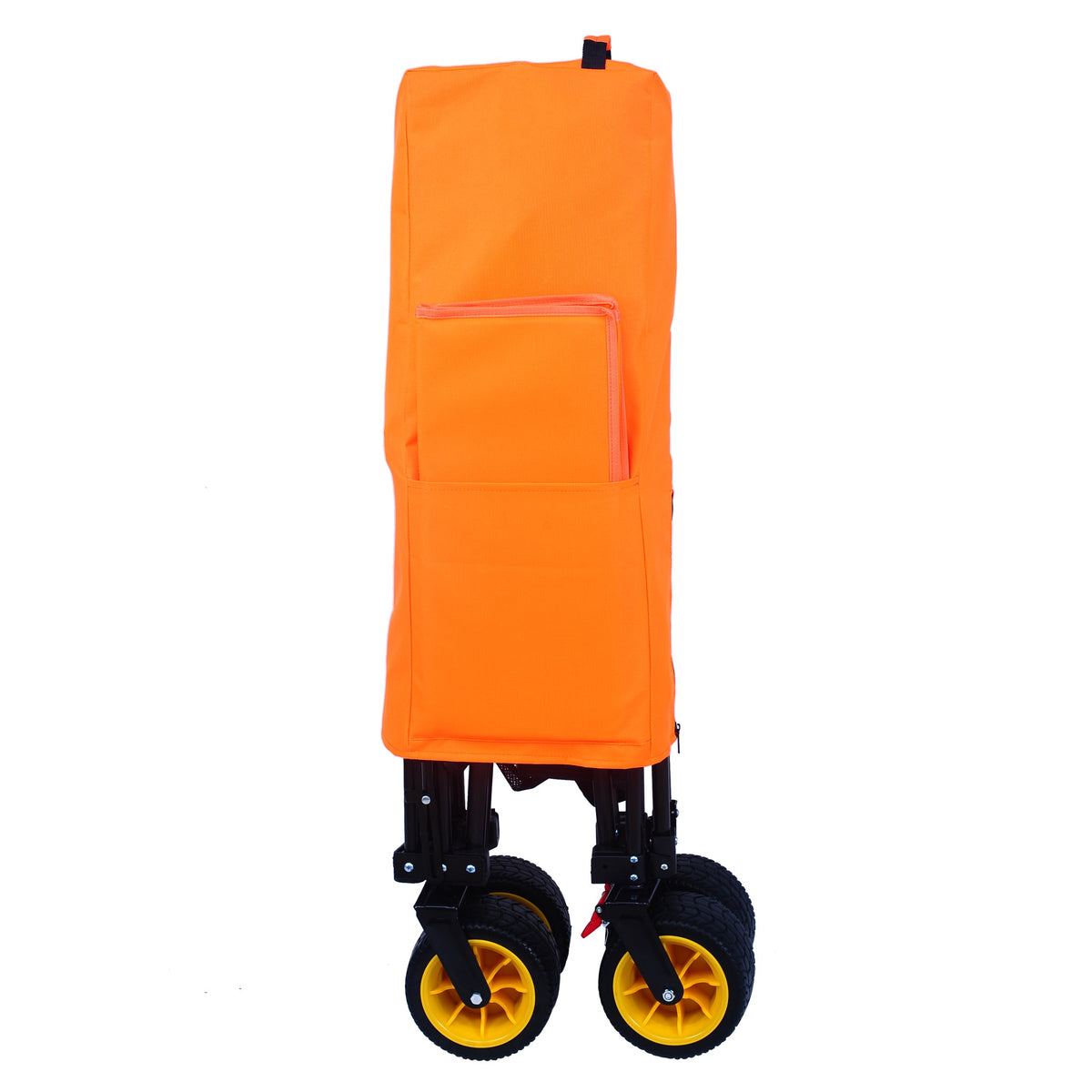 Big large capacity Folding cart Extra Long Extender Wagon Cart Folding Wagon Garden Shopping Beach Cart (black +orange)