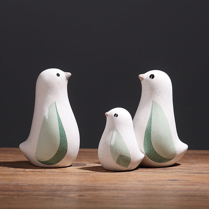 Home decoration small accessories Nordic creative cute ceramic bird ornaments Home living room Wine cabinet Room decoration