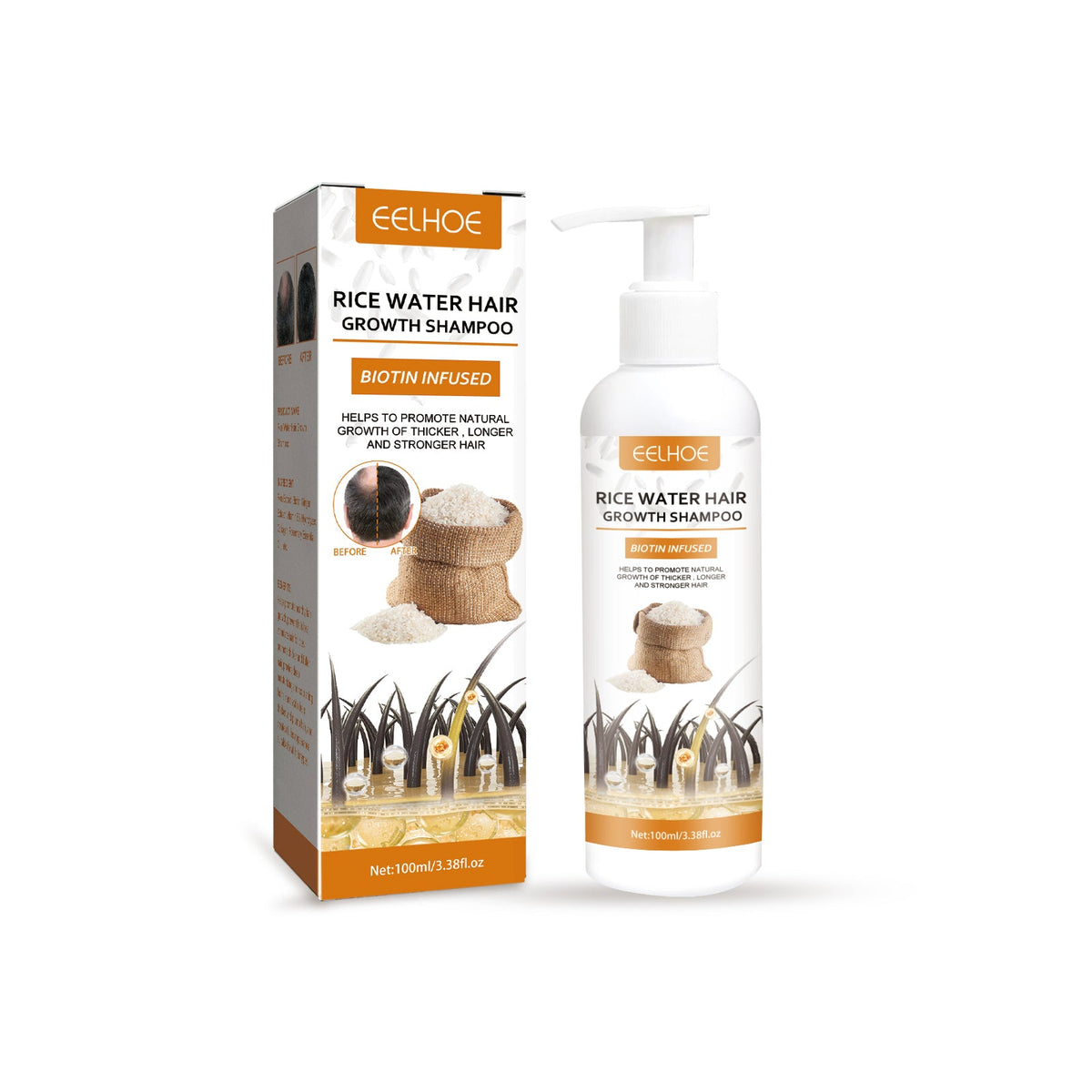 Rice Dense Hair Shampoo Deep Clean Thick Hair Moisturizing Hair Root Solid Hair Care Shampoo
