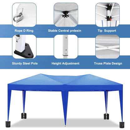 10'x20 'folding canopy with 6 detachable side walls outdoor activity shelters UPF 50+terrace portable tent (blue)