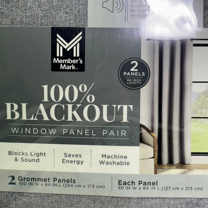 MEMBER'S MARK Window Panel Pair 100" W x 84" L, Dark Grey