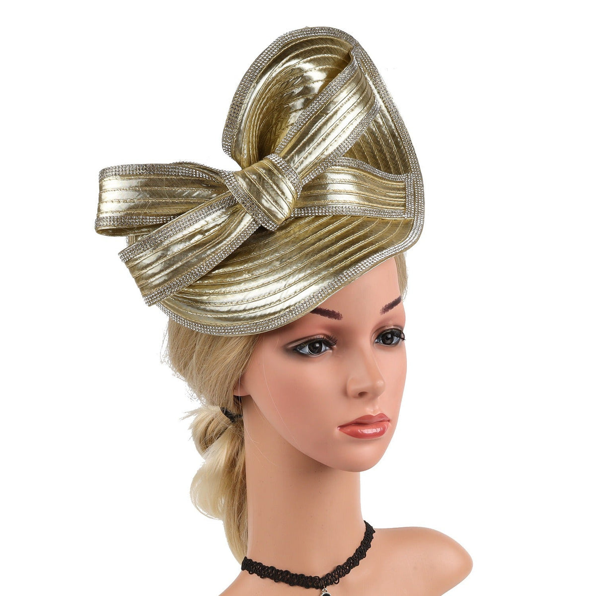 Hemp top hat black white diamond headband