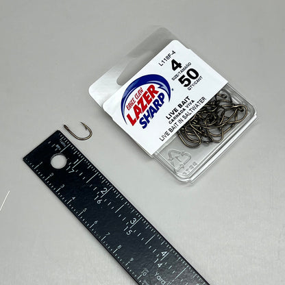 EAGLE CLAW (2 PACK) Lazer Sharp Live Bait in Saltwater Bronze #4 50pc L118F-4