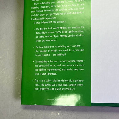 MISS INDEPENDENT A Simple 12-Step Plan For Success By Nicole Lapin Hardback Book