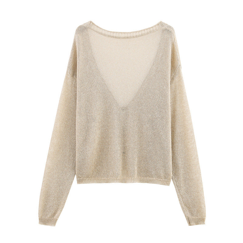 Style Women's Fashion Casual Versatile Long Sleeve Loose Single Breasted Knit Jacket