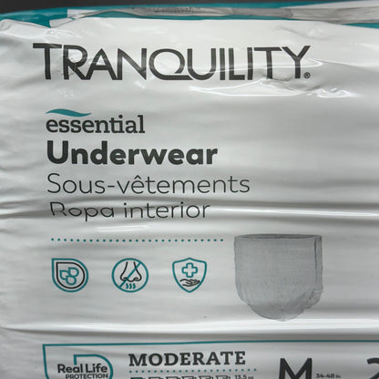 TRANQUILITY 2PK of 25 Essential Underwear - Heavy Medium (34-48in) White