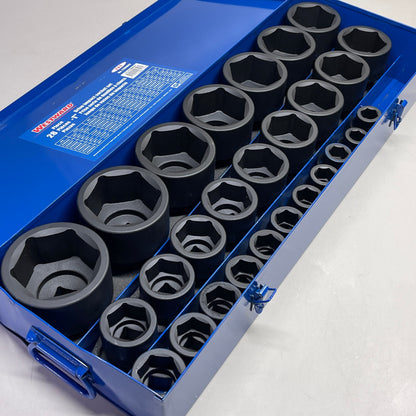 WESTWARD Impact Socket Set 1" Drive, 27 Piece (7/8 to 3-1/2") Black 21WM43