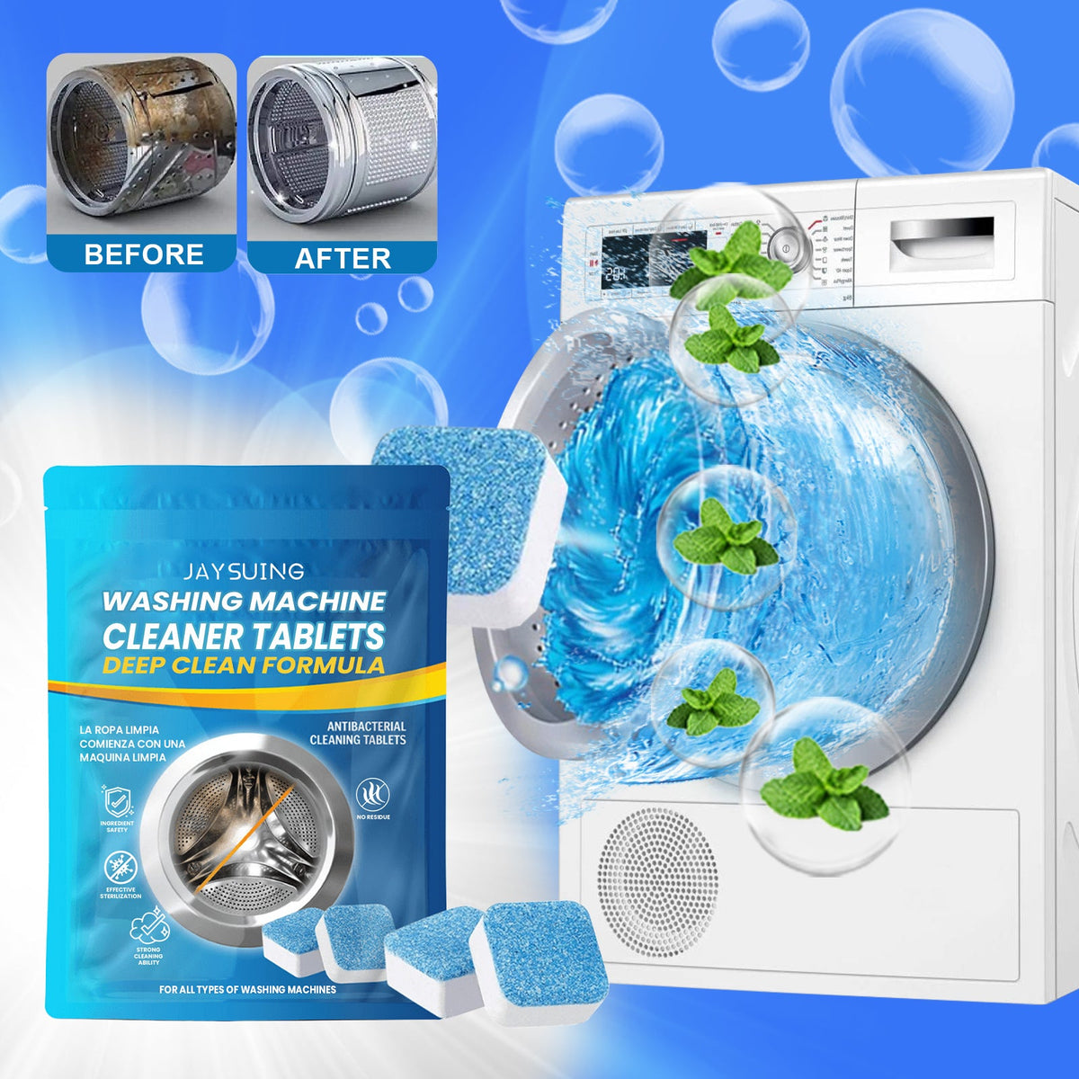 Washing Machine Deep Cleaning Tablets, Drum Type Laundry Tank Dirt Cleaning Smell Cleaning Sheet