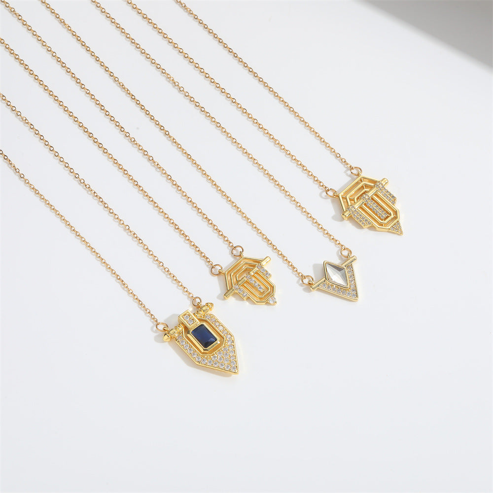 Roman retro flag design pendant necklace for women's collarbone chain