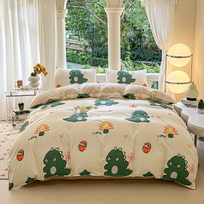 Cartoon Four-Piece Set Fresh Autumn and Winter Single Student Dormitory Bedding Sheet Three-Piece Set Single Quilt Cover