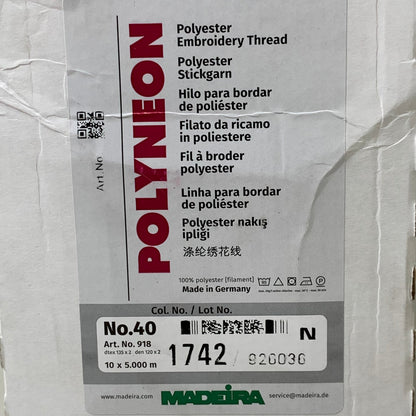 MADEIRA (10 PACK) Polyneon No.#40 Polyester Embroidery Thread 1100yds Blue 1742
