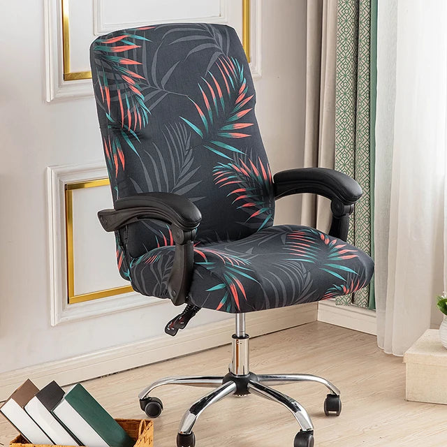 Stretch Printed Computer Office Chair Covers Soft Fit Universal Desk Rotating Slipcovers Removable Washable Anti-Dust Spandex