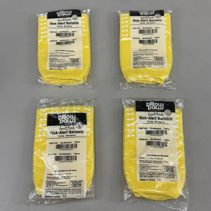 PILLOW PAWS (4 PACK) Unisex Non-Skid Slipper Socks  Adult 3XL Yellow