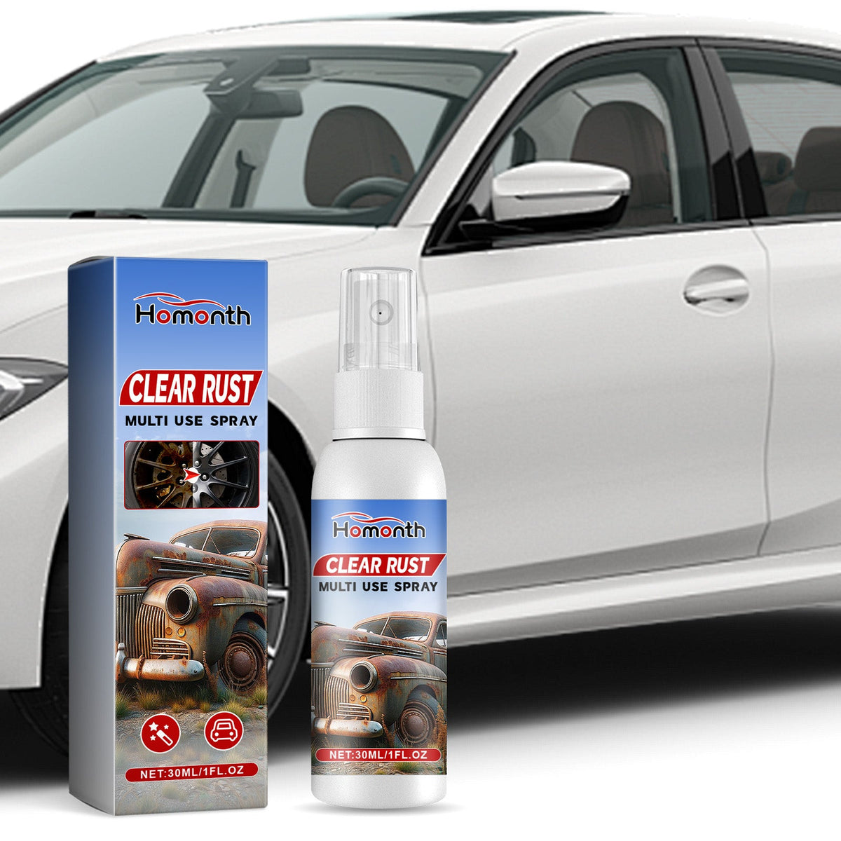 Clear Rust Multi Use Spray, Car Tire Cleaning Decontamination Refurbished Anti-Oxidation Maintenance Cleaner