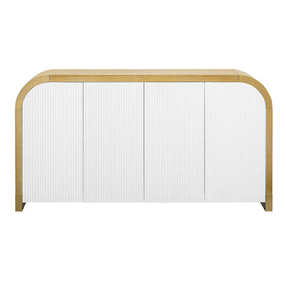 U-STYLE four door curved corner design wavy door panel cabinet with adjustable shelves