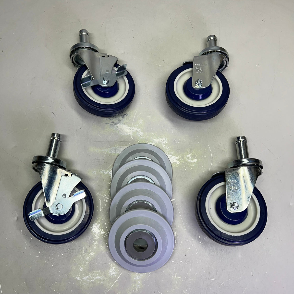 FOCUS (SET OF 4) Swivel Stem Caster W/ Brake Wheels 5" 250lb Load Cap FSCAST5B