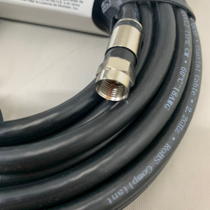 MONSTER RG6 Quad Coax Satellite Tv Cable 25ft Black 140032-00