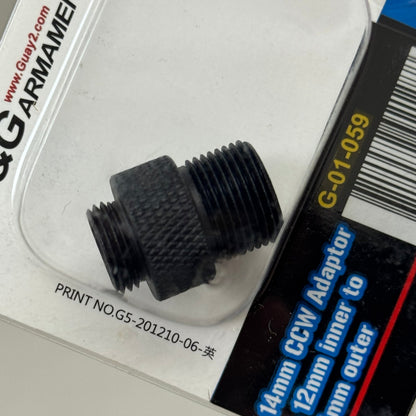 G & G ARMANMENT 14mm CCW Adaptor 12mm Inner to 14mm Outer Black G-01-059