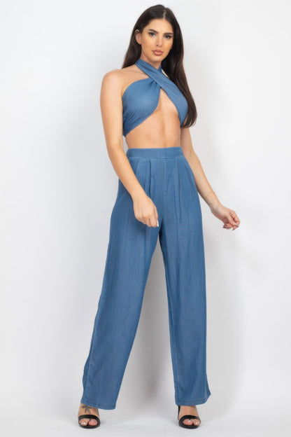 Tube Tied Top & Wide Pants Set
