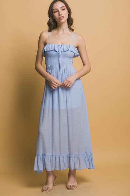 Smocked Ruffle Maxi Dress