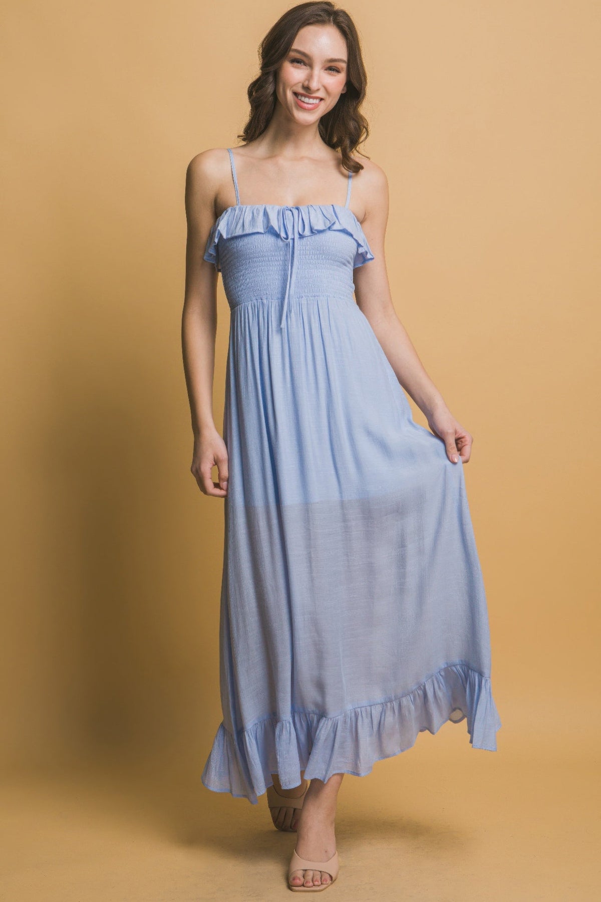 Smocked Ruffle Maxi Dress