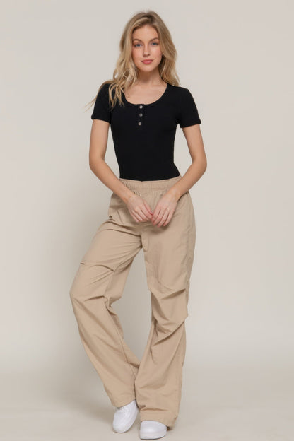 Short Slv Snap Button Rib Bodysuit